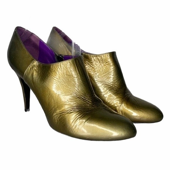 Sergio Rossi Patent Leather Green Heeled Ankle Booties/Heels Size 7 - Picture 1 of 10